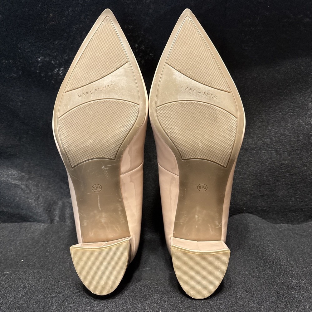 Marc Fisher Caitlin Pointed Toe Slip On Pumps Block Heels Beige Women's 10 EUC - Picture 8 of 15